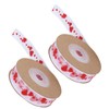 2pcs Red Ribbon 1.5cm/0.6in Wide Heart Pattern Packaging Ribbons DIY