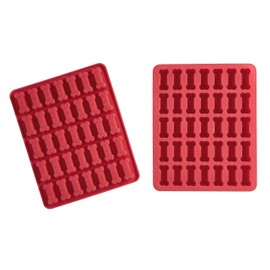 Mrs. Anderson's Baking Dog Biscuit Mold, Makes 35 Treats, Non-Stick European-Grade Silicone, Red