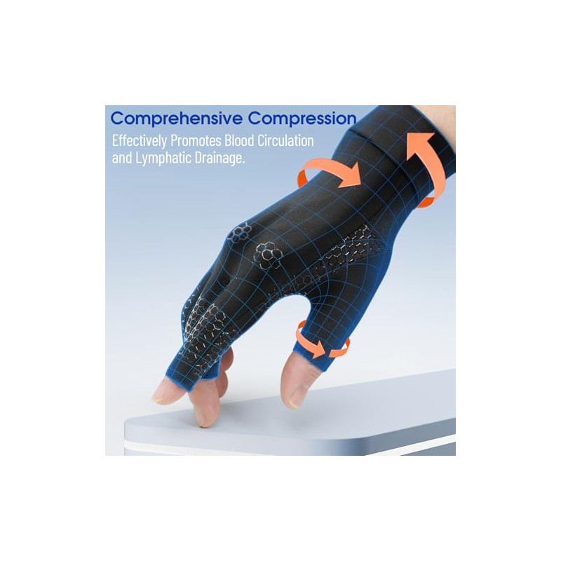 Copper Arthritis Compression Gloves Joint Support (XL, 1 Pair)