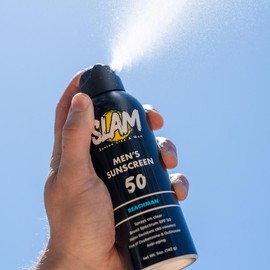 SLAM Men's Scented Sunscreen Spray, Manly Fragrance, Paraben-Free Formula for Younger Looking Skin. Men’s SPF sunscreen spray. - SPF: WoodsMAN Scent SPF 30