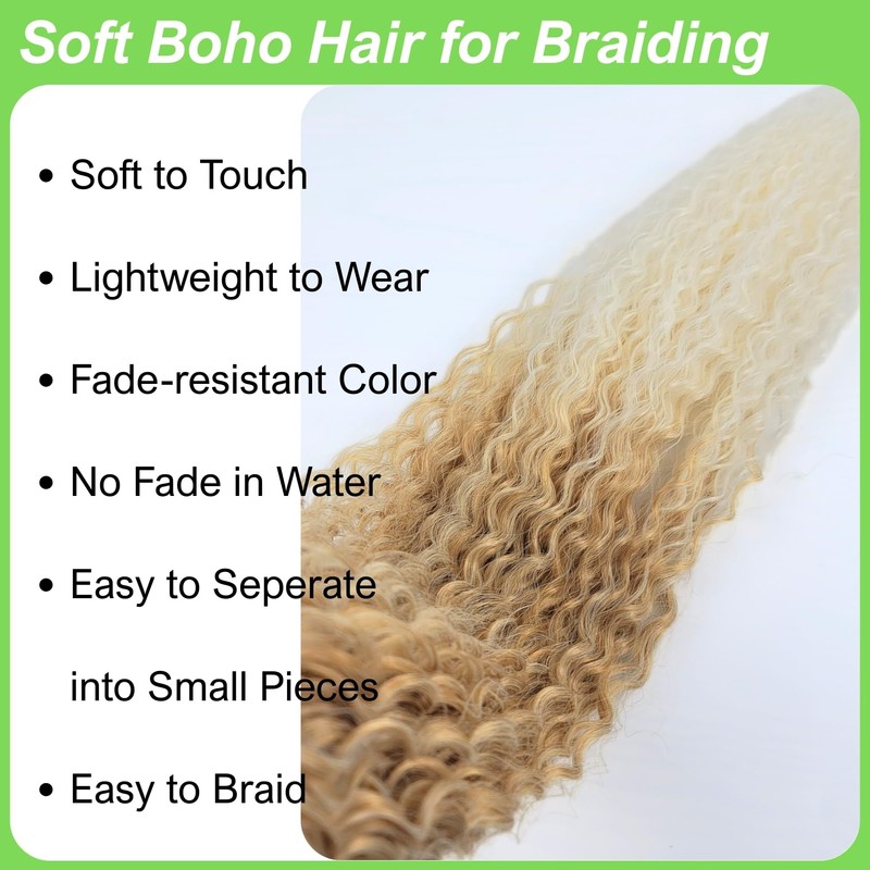 Capelli Biondi per Trecce Pre-Stirati Sintetici 27/613# Onde Profonde Boho