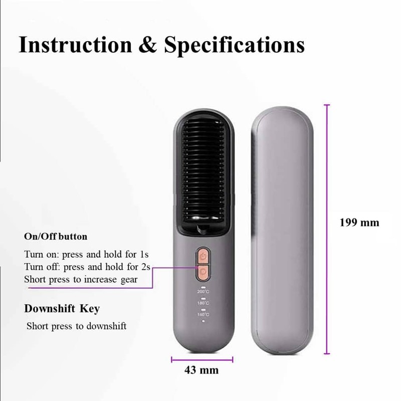 Upgraded Cordless Hair Straightened Brush, Portable Mini Straightening, Lightweight, Multifunctional