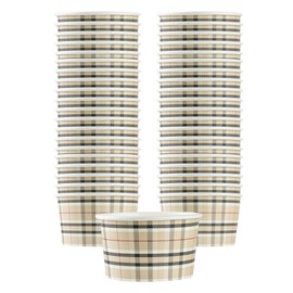 Restaurantware Coppetta 12 Ounce Dessert Cups, 50 Disposable Ice Cream Cups - Lids Sold Separately, Sturdy, Plaid Paper FroYo Bowls, For Hot And Cold Foods, Perfect For Gelato Or Mousse