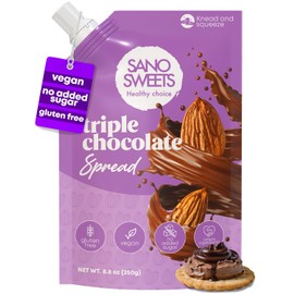 Vegan chocolate spread sugar free triple chocolate low carb dessert healthy snack no added sugar gluten free dairy free avocado oil natural ingredients palm oil free creamy texture sano sweet