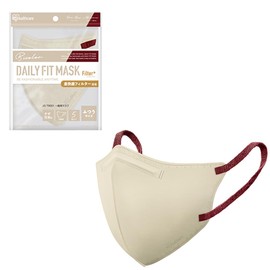 【風邪予防 マスク 不織布 DAILY FIT MASK Filter+ 5枚 ペールベージュ×ボルドー【ふつう 旧:小さめ S】 アイリスオーヤマ(IRIS OHYAMA) 立体マスク 息がしやすい 軽量 小顔 ふんわり耳紐 3Dマスク デイリーフィット RN-H5SW