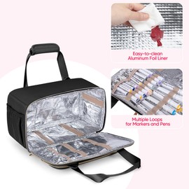 Prokva Marker Organizer Case Holding up to 216 Markers, Marker Storage Carrying Bag, Large Marker Holder with Shoulder Strap, Black