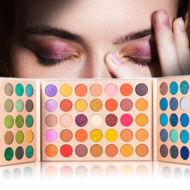 VERONNI 65 Colors Professional Eyeshadow Palette, Highly Pigmented Glitter Metallic Shimmer Matte Makeup Palettes Ultra Blendable Nude Bright color Natural board Make Up Palletes（Rose Gold）