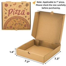 Covzoe 40 Pack Small Pizza Boxes, 7.3 x 7.3 x 1.6 Inch Mini Kraft Corrugated Pizza Takeout Containers, Food Delivery Boxes Gift Packing Containers for Pizza, Cake, Cookies, Snack