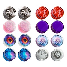 TBOSEN 16PCS Set Mixed Acrylic Ear Gauges Plugs and Tunnels Ears Gauges Piercing Expander Stretchers Gift 0g-1" in 8mm-25mm 7/8"