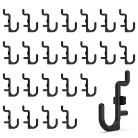 HUHOLE 100 Pack Pegboard Plastic Hooks – J Shape Peg Board Hooks for Hanging Jewelry, Crafts & Tools – Fits Standard 1/4" Pegboards – Durable Black Pegboard Hooks for Garage Organization