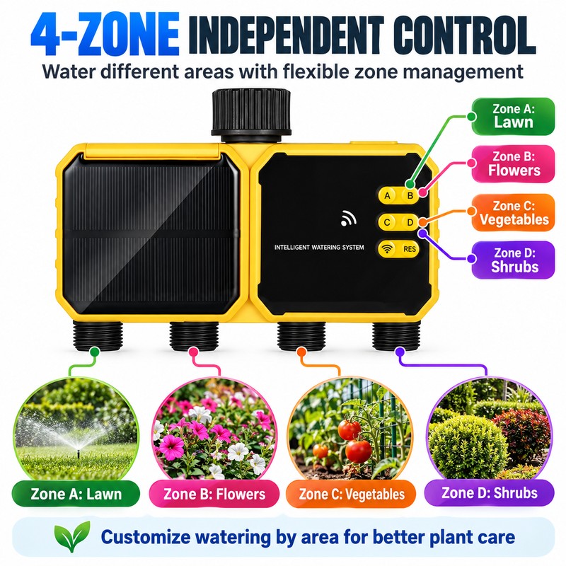 Solar WiFi Irrigation Timer for Garden Watering – 2-Outlet Smart