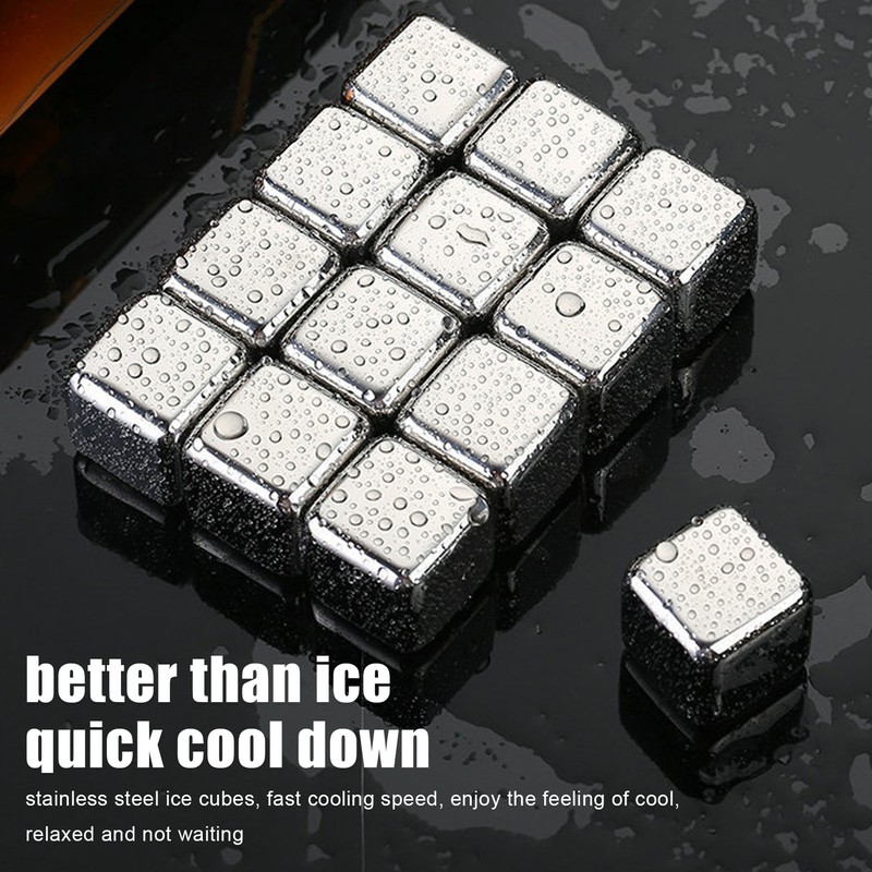 4Pcs Stainless Steel Ice Cubes Reuseable Polishing Beverage Chilling Stones