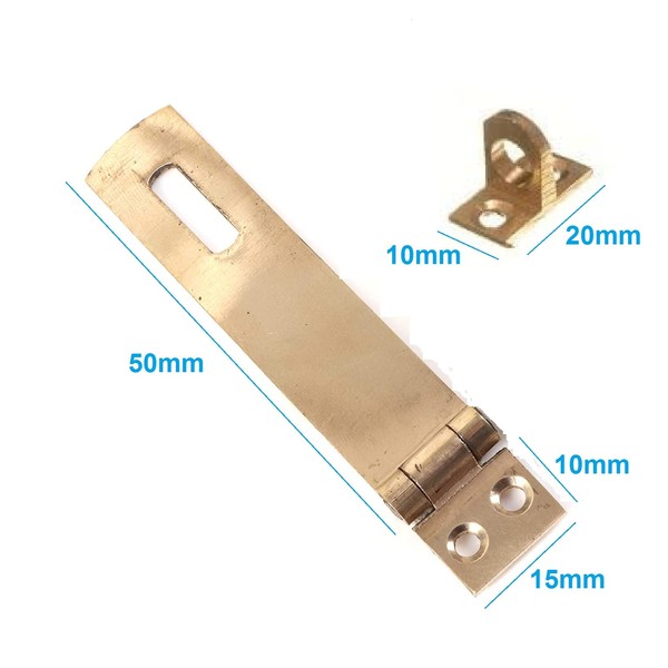 TERF® Solid Brass Hasp and Staple Set 50mm [ 2 inch ] including Fixing Screw For Use with Outdoor House Cabinet Cupboard Cage Door and Multi Purpose Use - Pack of 2