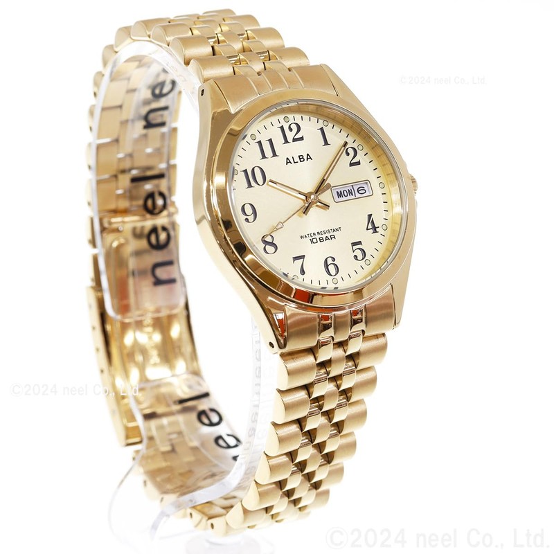Seiko Watch AQGK469 Men's Wristwatch, Standard Quartz, Champagne Gold, gold,