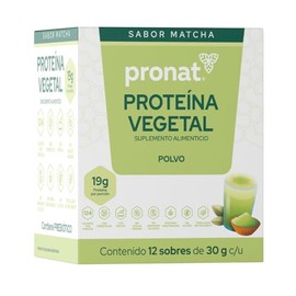 PRONAT  Protena Vegetal en Polvo  Sabor Matcha 12 Sobres de 30 g  19 g de Protena por Porcin  Sin Azcar  Sin Gluten  Apta para Vegetarianos  Con...   