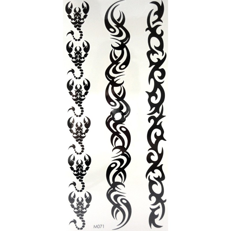 10 Christmas Temporary Tattoos Ephemeres Black Maori Non-Toxic (20CMX12 cm).