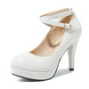 Women's Platform High Heels Closed Toe Pumps Strappy Cross Ankle
