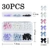 Mixed 30 Pcs Pink, White Ribbon Resin Bow Nail Charm,