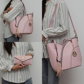 MKF Collection Tote Bag With Wristlet Wallet for Women,Vegan Leather Set Handbag Purse, Top-Handle 2 Pieces By Mia K