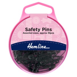 HEMLINE Safety PINS 50PK H414.99,Black,23mm, 19mm