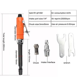 1/4'' | 1/8'' Extended Air Die Grinder Pneumatic Grinding Tool