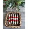 Handmade Set of 5 Natural & Red Wood Bead Christmas