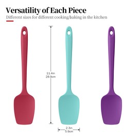 Luxiwise Silicone Spoon Spatulas Set, 600ºF Heat-Resistant BPA-Free Non-Stick Rubber Spoonulas Kitchen Baking Cooking Spoons Versatile for Scooping, Mixing, Stirring, Serving (Set of 3, Multi-3)