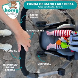 HOMYBABY® Universal Pushchair Handle Cover - Push Handle Cover for Buggy & Pushchair - Washable, Durable and Easy to Attach (1 Piece (for Closed Handle)