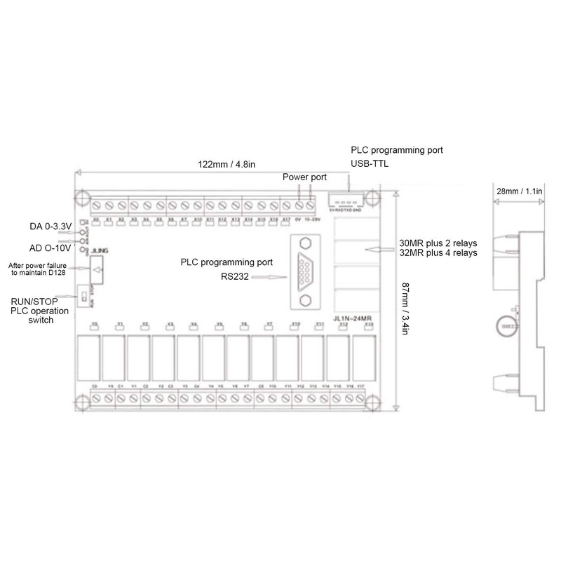 Fafeicy FX1N-32MR SPS Control Card DC10-28 (V) Relay Delay Module
