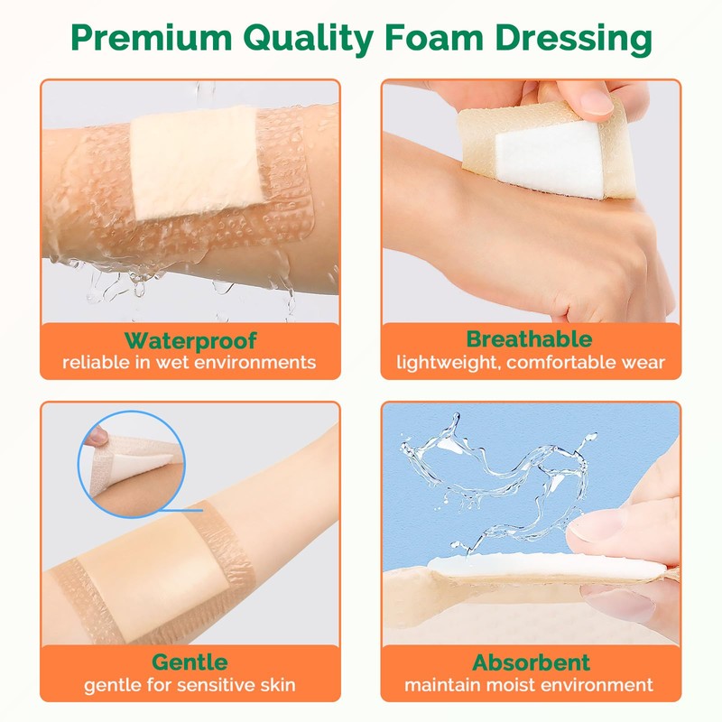 Silicone Foam Dressing 4x4 Inch with Border 10 Packs Adhesive