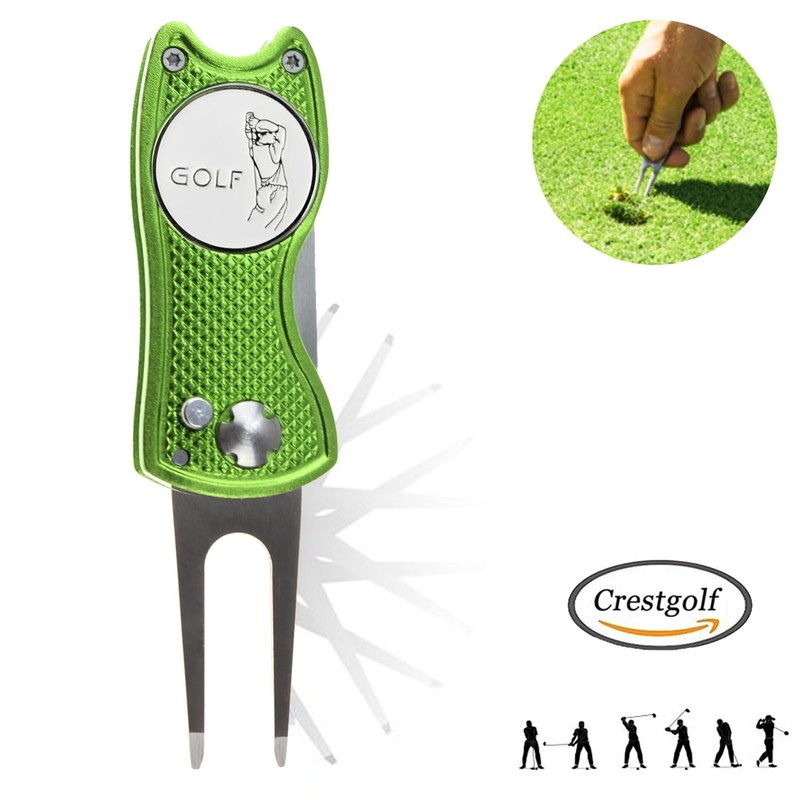 Crestgolf Divot Fork Golf Foldable, Manual Golf Divot Tool with