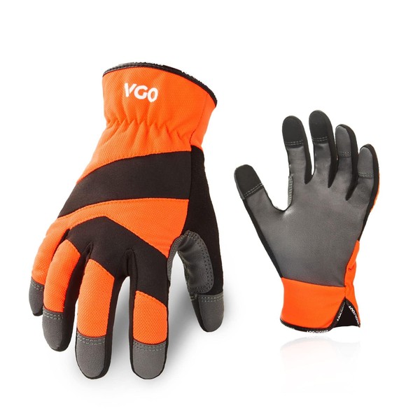 [Vgo...] Men's Waterproof Thermal Gloves for Winter (0°C), Mechanic Gloves,