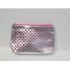CLINIQUE PINK / GREY CIRCULAR DESIGN COSMETIC BAG 9" x