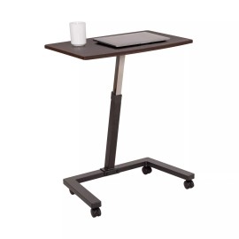 Seville Classics Airlift Height Adjustable Mobile Laptop Computer Desk Cart - Walnut with Adjustable Push Button