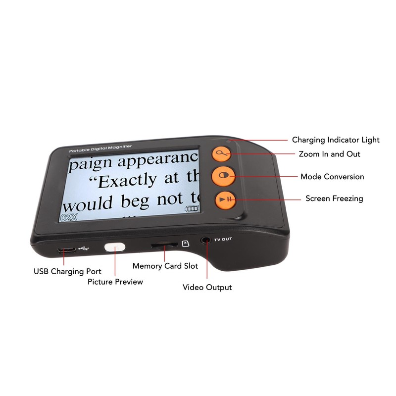 Digital Magnifier 3.5in LCD 2X‑25X Magnification AV Output Reading Magnifier