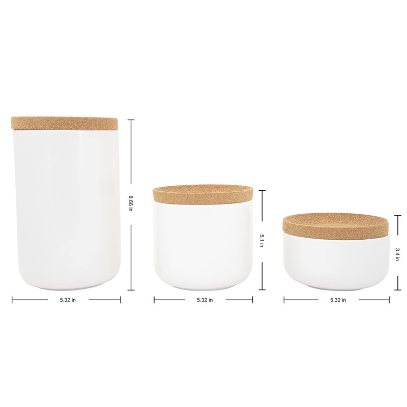 Kamenstein Ceramic and Cork Set of 3 Stackable Canisters, 1/2