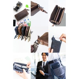 Corvo CO-8JF-9980 Men's Long Wallet, Round Zipper, Genuine Leather, navy