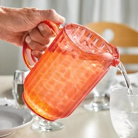 OCS Parts Pro Series 60-Ounce Coral Plastic Pitcher | Heavy Duty Pitcher with Enhanced Grip and Pour Spout | Classic Restaurant Carafe Pitcher for Water, Juice, Beer, and Iced Tea