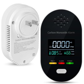 Carbon Monoxide Detector Plug in Wall, 3-in-1 CO Detector with Temperature Humidity Sensor, Portable Carbon Monoxide Detectors Easy to Read & Install, for Home/Office/Hotel/Travel/RV