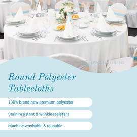 Round Tablecloth - Polyester Linen Fabric for Weddings, Parties, Banquets, Special Occasions, Restaurant Decor, Corporate and Outdoor Events - Machine Washable Event Cloth - Ivory, 108", 12 pcs