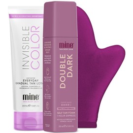 MINETAN BODY.SKIN Paquete de Espuma Autobronceadora Minetan Forever Bronze | El Mejor Kit Exprés: Incluye Espuma Autobronceadora Double Dark, Loción Autobronceadora Gradual Y Guante Autobronceador.