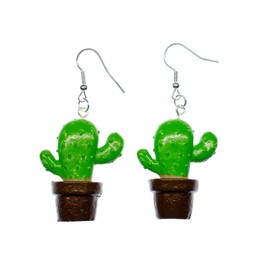 Miniblings Cactus Earrings Miniblings Cacti Potted Plant Western Texas Mexico Cowboy Fig Cactus 5 - Handmade Fashion Jewellery I Earrings Earrings Silver-Plated, Metal