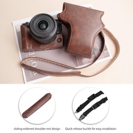 MUZIRI KINOKOO Canon EOS R50V Camera Case, PU Leather Case for EOS R50V/R50V Digital Camera with RF-S14-30mm Lens, Detachable Carrying Case with Adjustable Shoulder Strap - Coffee