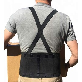 Alpha Medical Adjustable Lifting Back Brace with Suspenders for Men & Women – Industrial Lower Back Belt - Lumbar Protection from Construction, Moving, Warehouse Jobs, Heavy Lifting Safety (Large)
