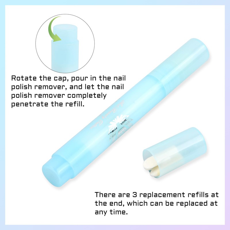Dokeno 3 Stück Nagellack Korrekturstift Nachfüllbar mit Baumwollköpfen Auffüllbare Nagellackentferner