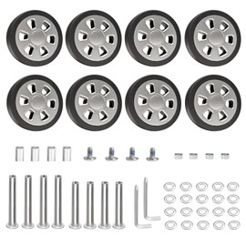 Luggage Suitcase Spinner Replacement Set of 8PC 2.2in/55mm Rubber Wheels & 2Size Axles Mute Flexible Smooth for Worn out Luggage Trolley Caster Repair