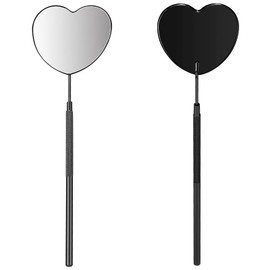 Miuffue Lovely Lash Mirror, Heart Shaped Detachable Stainless Steel Eyelash Mirror, 2.2inch Lash Mirror for Eyelash Extensions, Lash Extension Supplies and Tool for Lash Techs, Black