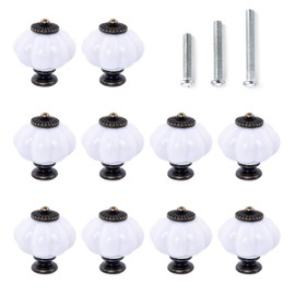 IEIK Acrylic Pumpkin Knobs, White Cabinet knobs Set of 10 Vintage Decorative Handles Pulls for Doors, Closet, Drawers, Dresser, Cupboard, Kitchen Furniture or Kids Room