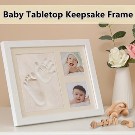 Baby Hand and Footprint Kit, Baby Picture Frame, Baby Foot and Hand Print Kit, Hand Print Mold Kit, New Mom Gifts, Baby Newborn Essentials Must Haves, Baby Casting Kit, Baby Shower Gifts,Baby Girl Gifts, Baby Boy Gifts(Alpine White)