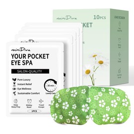 Minidiva Steam Eye Mask for Dry Eyes – Self-Heating Spa Warm Compress, Disposable Sleep Mask to Relieve Dark Circles, Fatigue & Stress (10, Chamomile)